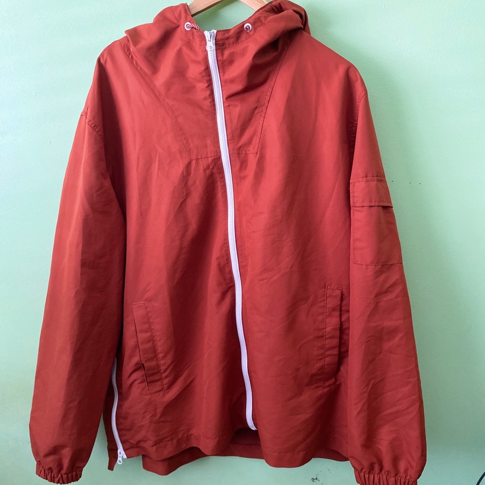 Orange Anwrican eagle jacket w side Zippers